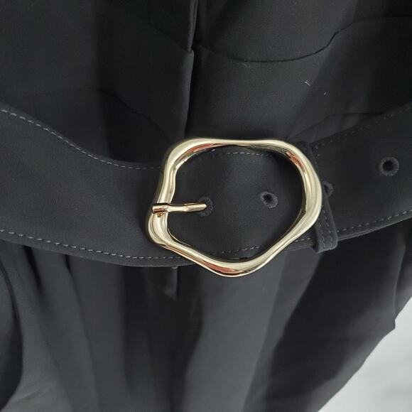 Lafayette NY 148 Black Ellis Blouson Sleeve Crepe Belted Jumpsuit 10 - Picture 5 of 15